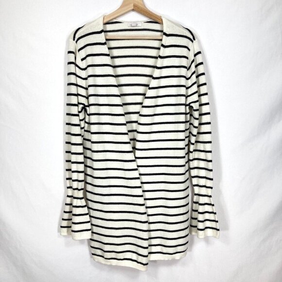 14th & Union Open Cardigan Stripe Minimalist Preppy Academia Boho M - Picture 1 of 5
